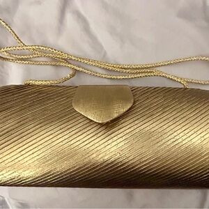 Vintage Hard Sided Cylinder Elegant Gold Clutch Bag